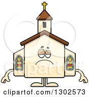 Poster, Art Print Of Cartoon Sad Depressed Church Building Character Pouting