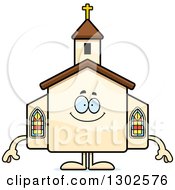 Clipart Of A Cartoon Happy Church Building Character Smiling Royalty Free Vector Illustration
