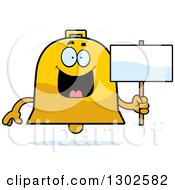 Poster, Art Print Of Cartoon Happy Bell Character Holding A Blank Sign