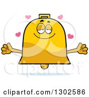 Poster, Art Print Of Cartoon Loving Bell Character With Open Arms And Hearts
