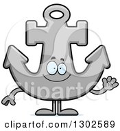 Clipart Of A Cartoon Happy Anchor Character Waving Royalty Free Vector Illustration by Cory Thoman