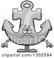 Clipart Of A Cartoon Sad Depressed Anchor Character Pouting Royalty Free Vector Illustration by Cory Thoman