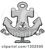 Poster, Art Print Of Cartoon Mad Anchor Character Holding Up Fists