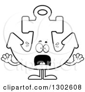 Poster, Art Print Of Cartoon Black And White Scared Anchor Character Screaming