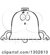Lineart Clipart Of A Cartoon Black And White Surprised Bell Character Gasping Royalty Free Outline Vector Illustration by Cory Thoman