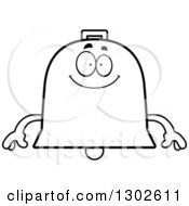 Poster, Art Print Of Cartoon Black And White Happy Bell Character Smiling