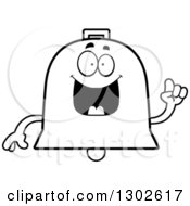 Poster, Art Print Of Cartoon Black And White Happy Smart Bell Character With An Idea