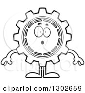 Poster, Art Print Of Cartoon Black And White Surprised Gear Cog Wheel Character Gasping