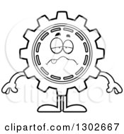 Poster, Art Print Of Cartoon Black And White Sick Gear Cog Wheel Character