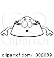 Poster, Art Print Of Cartoon Black And White Surprised Pet Food Bowl Dish Character Gasping