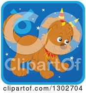 Taurus Astrology Zodiac Puppy Dog Wearing Two Party Hats Like Horns Icon