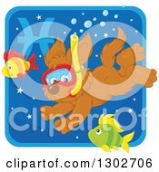 Swimming Snorkeling Pisces Astrology Zodiac Puppy Dog Icon