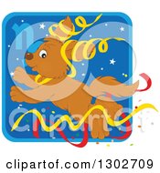 Jumping Capricorn Astrology Zodiac Puppy Dog With Ribbons Icon