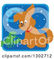 Cancer Astrology Zodiac Puppy Dog With A Crab Or Crawdad Icon