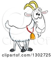 Poster, Art Print Of Cartoon White Goat With A Weird Facial Expression