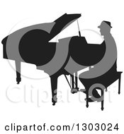 Poster, Art Print Of Black Silhouetted Piano Man Musician Playing
