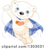 Poster, Art Print Of Cute Baby Polar Bear Cub Super Hero Flying