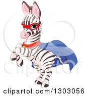 Poster, Art Print Of Cute Baby Zebra Super Hero Rearing
