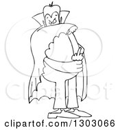 Poster, Art Print Of Cartoon Black And White Chubby Dracula Vampire Flipping The Bird