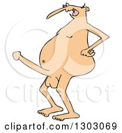 Cartoon Fully Shaved Nude White Man Flaunting A Big Boner