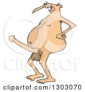 Cartoon Hairy Nude White Man Flaunting A Boner