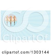 Clipart Of A Retro Woodcut Team Of Retro Woodcut Cyclists In A Circle Of Sunshine And Blue Rays Background Or Business Card Design Royalty Free Illustration