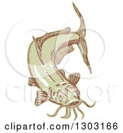Poster, Art Print Of Sketched Or Engraved Catfish