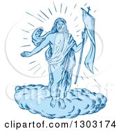 Clipart Of A Sketched Or Engraved Resurrection Of Jesus Royalty Free Vector Illustration