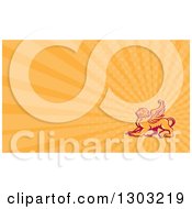 Clipart Of A Retro Winged Lion And Orange Rays Background Or Business Card Design Royalty Free Illustration by patrimonio