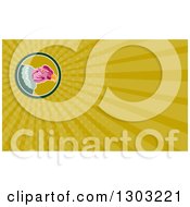Clipart Of A Retro Condor Head And Yellow Rays Background Or Business Card Design Royalty Free Illustration by patrimonio