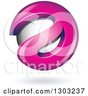 Poster, Art Print Of 3d Shiny Abstract Pink Letter A Around A Floating Sphere With A Shadow On White