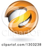 Poster, Art Print Of 3d Shiny Abstract Orange Letter A Around A Floating Sphere With A Shadow On White
