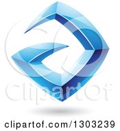 3d Shiny Abstract Floating Sharp Blue Letter A With A Shadow On White
