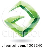 Poster, Art Print Of 3d Shiny Abstract Floating Sharp Green Letter A With A Shadow On White