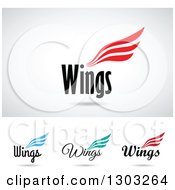 Colorful Three Lined Wings Designs With Text And Shadows