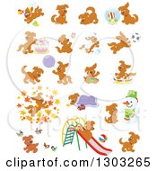 Poster, Art Print Of Brown Playful Puppy Dogs