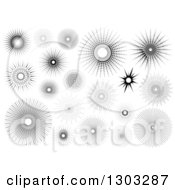 Clipart Of Black And White Sun Burst Designs Royalty Free Vector Illustration