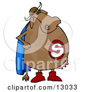 Poster, Art Print Of Super Cow With A Blue Cape And Udders