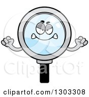 Clipart Of A Cartoon Mad Magnifying Glass Character Waving Fists Royalty Free Vector Illustration by Cory Thoman