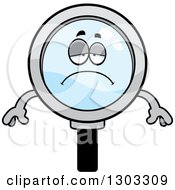 Poster, Art Print Of Cartoon Sad Depressed Magnifying Glass Character Pouting