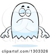 Clipart Of A Cartoon Sad Depressed Ghost Character Pouting Royalty Free Vector Illustration by Cory Thoman