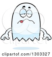 Clipart Of A Cartoon Sick Or Drunk Ghost Character Royalty Free Vector Illustration by Cory Thoman