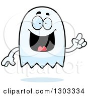 Clipart Of A Cartoon Smart Ghost Character With An Idea Royalty Free Vector Illustration