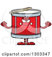 Poster, Art Print Of Cartoon Mad Musical Drums Character Waving Fists