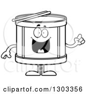 Poster, Art Print Of Cartoon Black And White Smart Musical Drums Character With An Idea