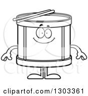 Poster, Art Print Of Cartoon Black And White Happy Musical Drums Character Smiling