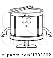 Poster, Art Print Of Cartoon Black And White Surprised Musical Drums Character Gasping