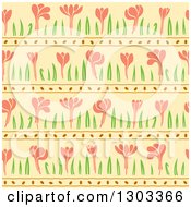 Poster, Art Print Of Seamless Pattern Background Of Spring Flowers On Yellow