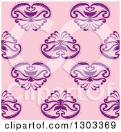 Poster, Art Print Of Seamless Pattern Background Of Ornate Purple Flowers
