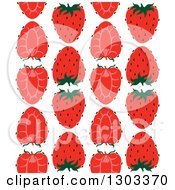 Poster, Art Print Of Seamless Pattern Background Of Strawberry Halves